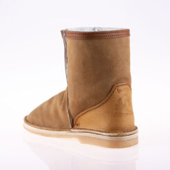 In-Step Tan Shorty Boots, handcrafted with sheepskin lining and suede for cosy, unisex everyday charm.