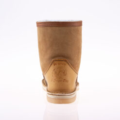 In-Step Tan Shorty Boots, handcrafted with sheepskin lining and suede for cosy, unisex everyday charm.