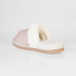 In-Step Mink Pink Sheepskin Slippers, handcrafted with sheepskin lining and leather for cosy, unisex indoor warmth.