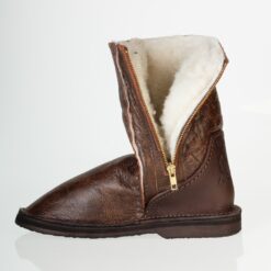 In-Step - All Leather Zip-Up Sheepskin Boots –  Brown