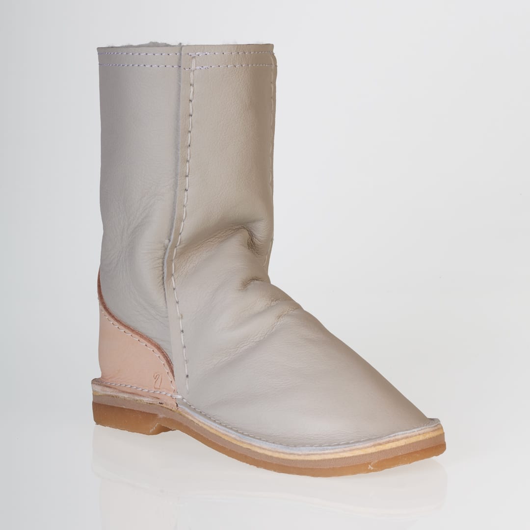 In-Step - All Leather Zip-Up Sheepskin Boots – Stone - Image 2