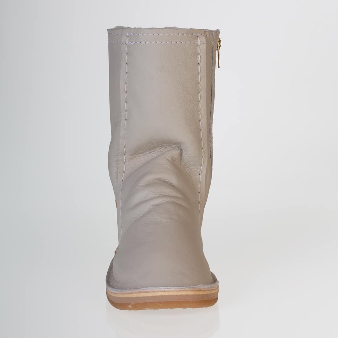 In-Step - All Leather Zip-Up Sheepskin Boots – Stone - Image 4