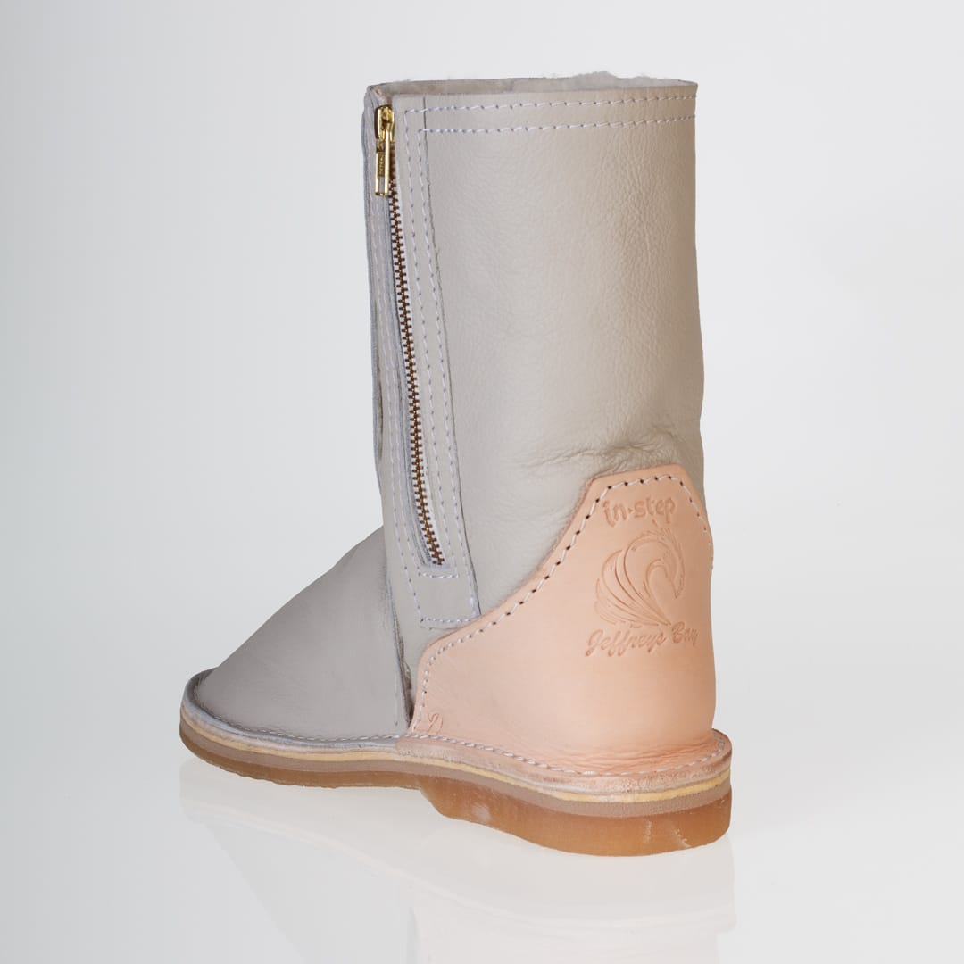 In-Step - All Leather Zip-Up Sheepskin Boots – Stone - Image 5