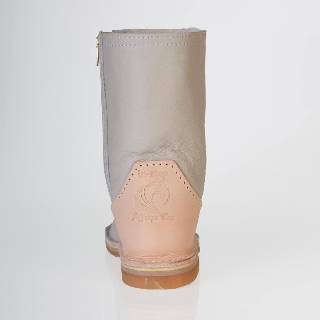 In-Step - All Leather Zip-Up Sheepskin Boots – Stone - Image 6