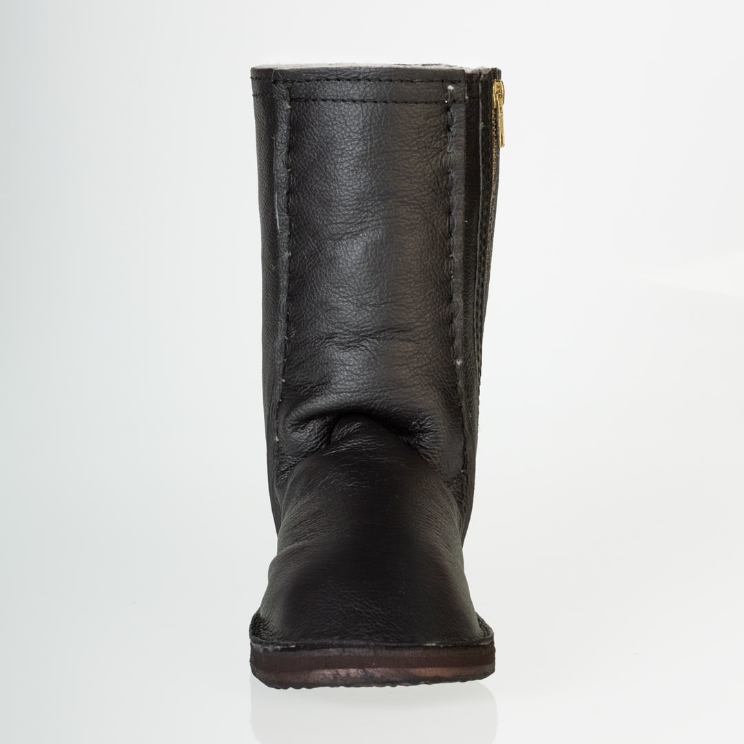 In-Step - All Leather Zip-Up Sheepskin Boots – Black - Image 4