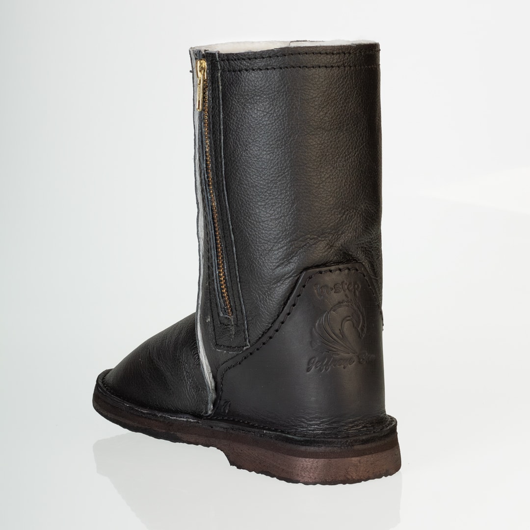In-Step - All Leather Zip-Up Sheepskin Boots – Black - Image 5
