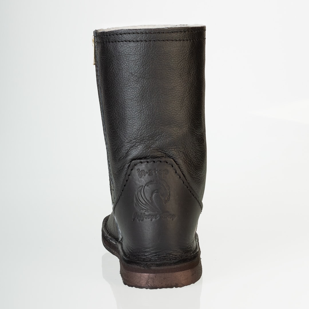In-Step - All Leather Zip-Up Sheepskin Boots – Black - Image 6