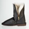 In-Step - All Leather Zip-Up Sheepskin Boots –  Black
