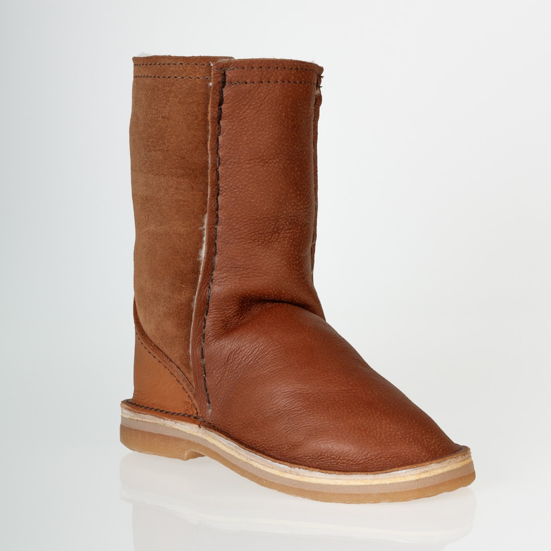 In-Step - Leather Front Zip-Up Sheepskin Boots – Tan - Image 2