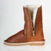 In-Step - Leather Front Zip-Up Sheepskin Boots –  Tan